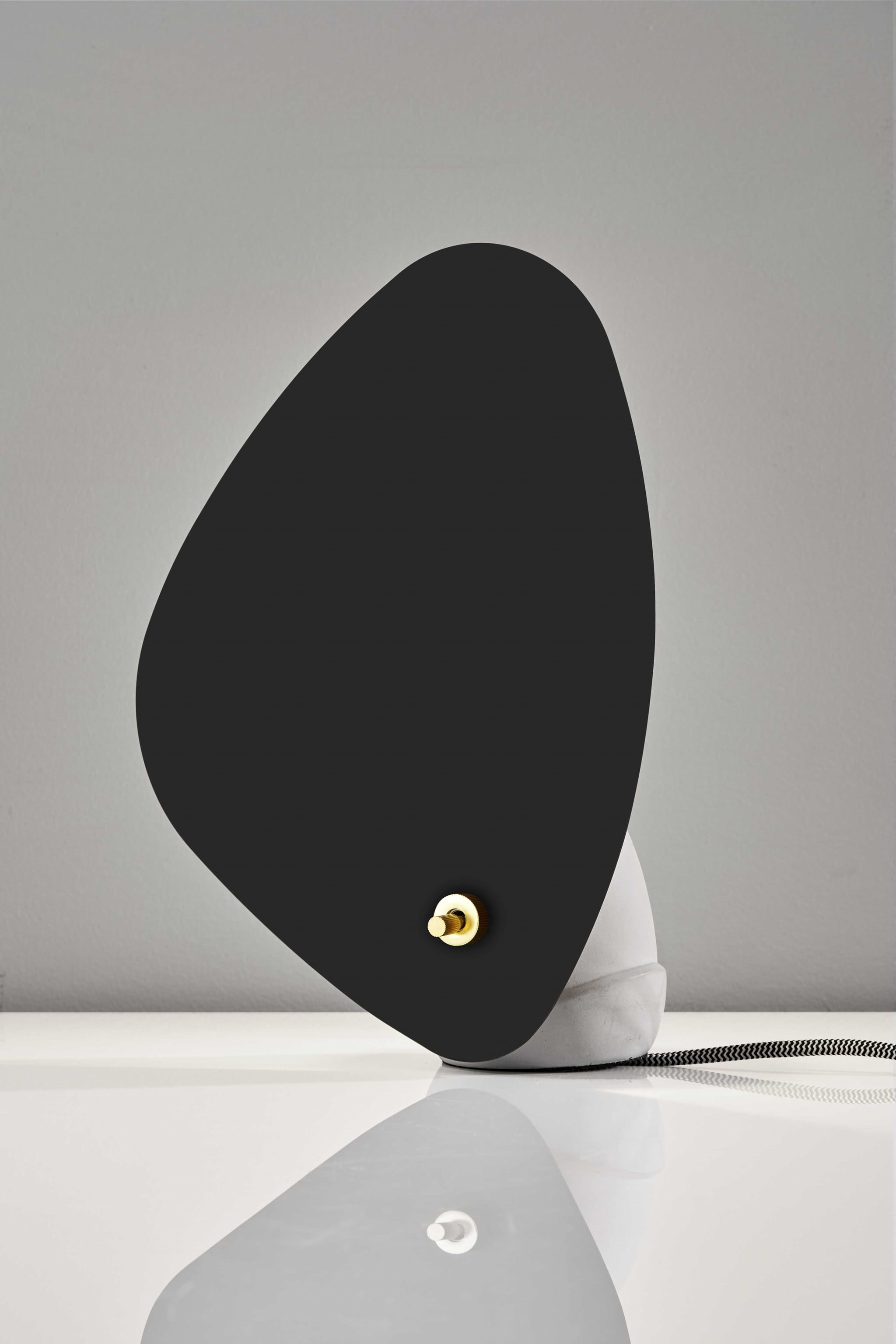 Modern Black Fin Concrete Table Lamp with Brass Switch