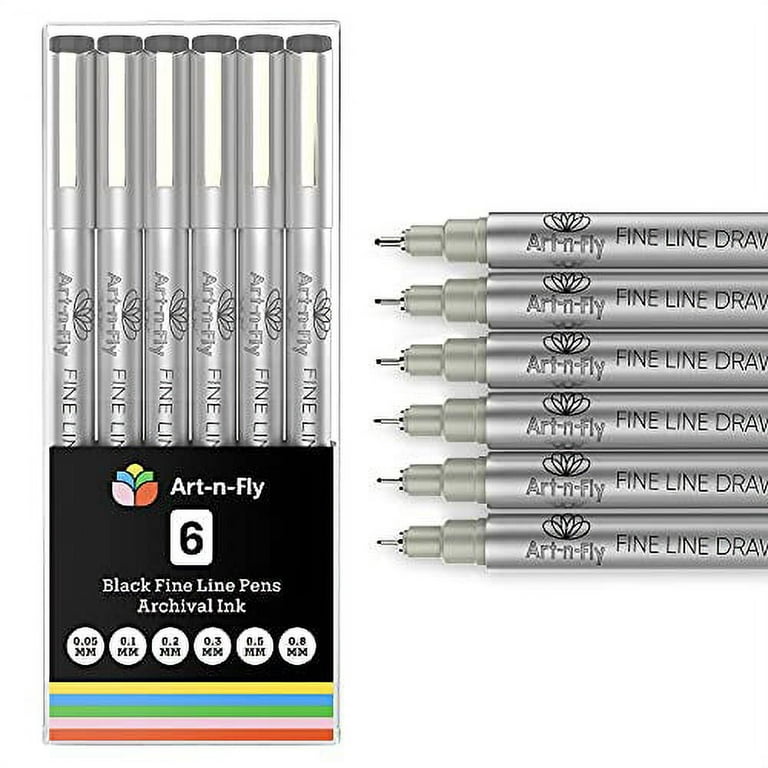 Black Fine Point Pens Set of 6 - Drawing Fineliner Pens with Japanese  Archival Ink and Various Size Tip - No Bleed Marker Fine Tip Pens for Art  Drawing, Sketching, Artist Detailing