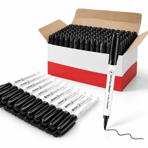 Black Fine Tip Dry Erase Markers, 216 Pack, 1-2mm Line Width
