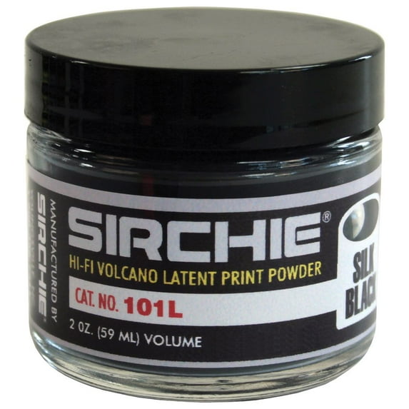 Sirchie Black Latent Fingerprint Powder, 2 Oz – Fine Micro-Milled Oxide Powder | Superior Contrast On Light Surfaces | Versatile Non-Porous Use