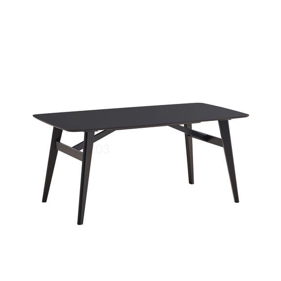 Black Finish Dining Table for Kitchen, Fixed Top Rubber Wood and MDF Design