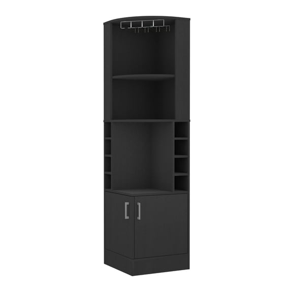 Black Finish - Double Door Design - Living Room Bar - Organize Drinks