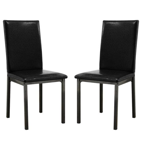 Black Finish Frame / Dining Room Setting / Leatherette Side Chair Set