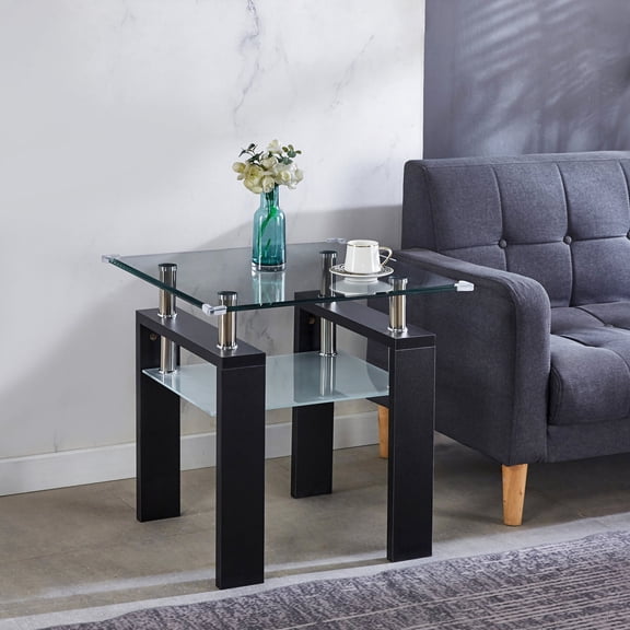 Black Finish & Glass Elements - Add a Sleek and Elegant End Table to Your Home