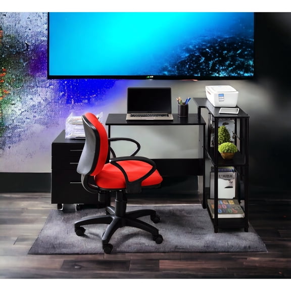 Black Finish | L-Shaped Design | Office or Study Space + Organize Items and Maximize Workspace Efficiency