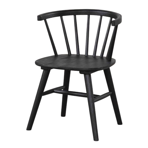 Black Finish Mid-Century Modern Style 2pc Dining Chair Shaker Legs Molded Seat Spindle Back Dining Room