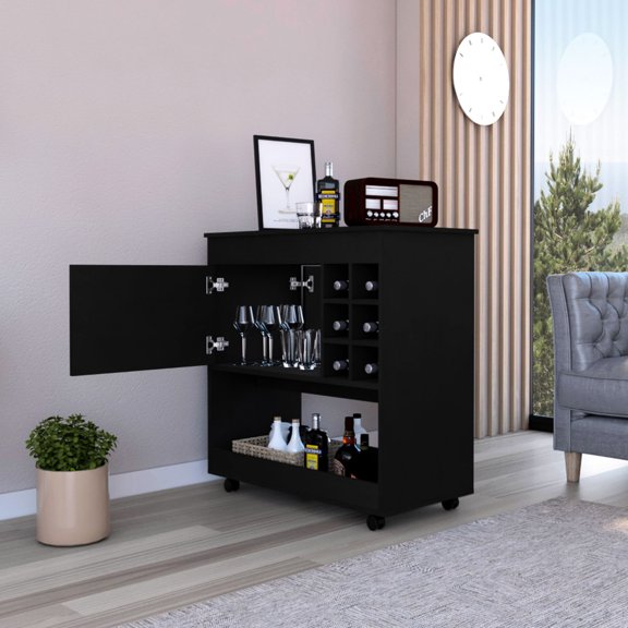 Black Finish - Protect Glasses in Cabinet - Lounge - Ensure Glasses Safety