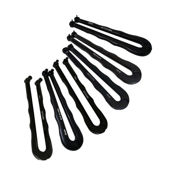 Black Finish Steel Adjustable Pin-Type Face Spanner Spanner Wrench For Round Nuts 2/3/4/5/6Mm 161Mm Long 9Mm Thick 3Mm