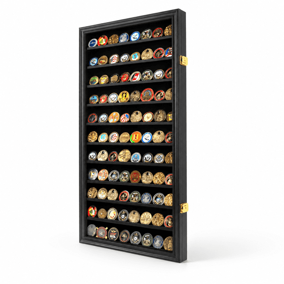 Black Finish Wall Mountable Challenge Display Case Cabinet Rack