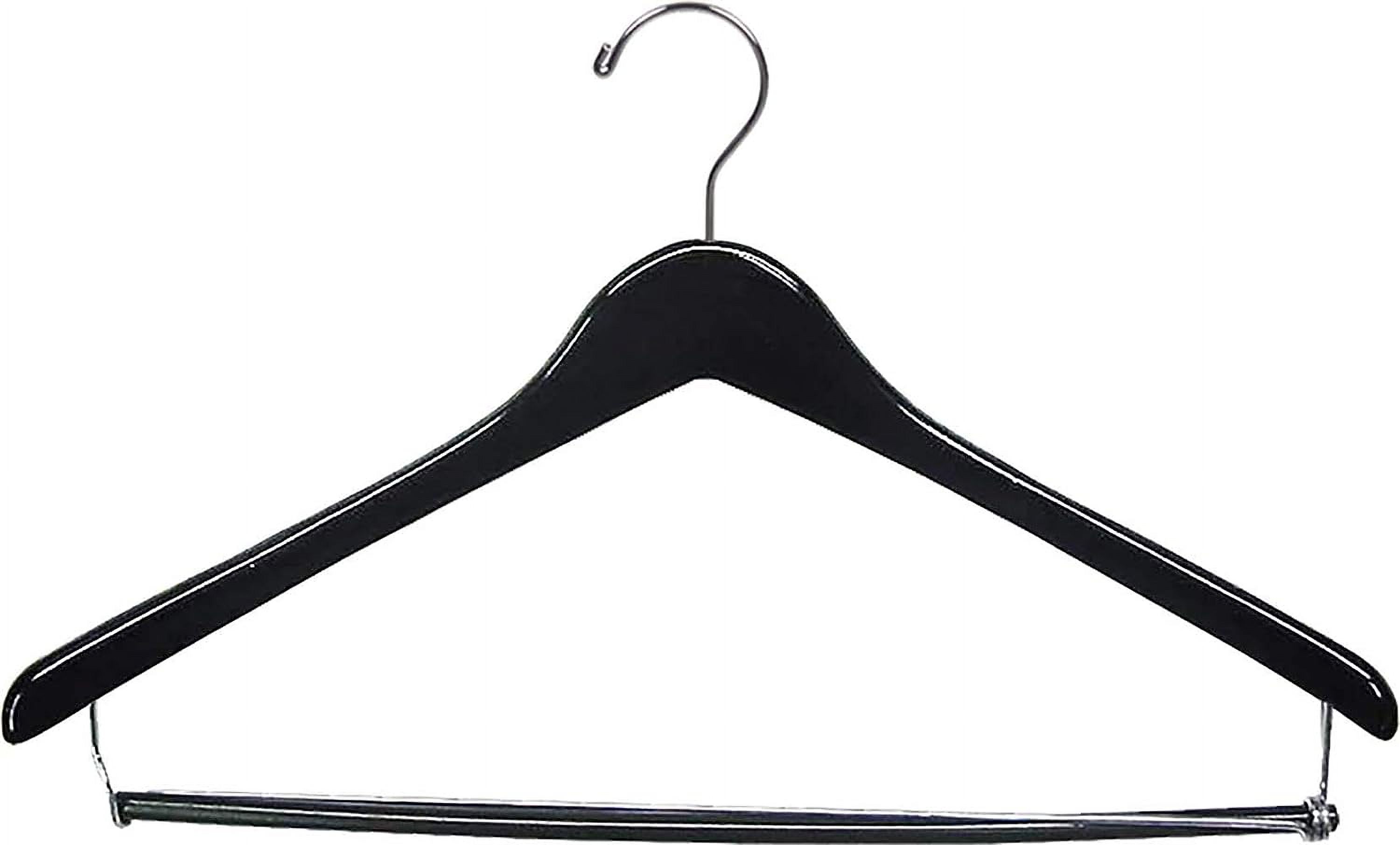 Black Finish Wood Suit Hanger With Locking Bar In 17" Length X 1/2