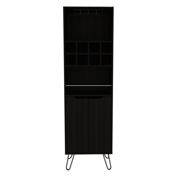 Black Finish and 4 Steel Light Legs | Elegant Living Room Bar Cabinet | Years of Use Guaranteed