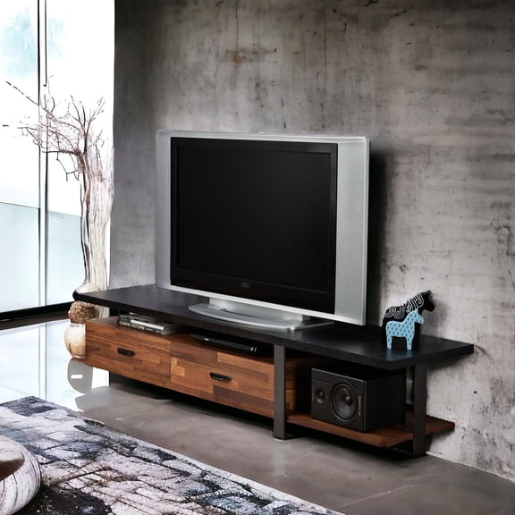 Black - Finished Metal Frame TV Stand / Storage for Up to 55" TVs at Home