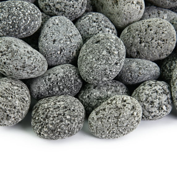 Black Fire Rock | 1"-2" Rounded Pebbles for Fire Pits & Fireplaces | 10 Pounds