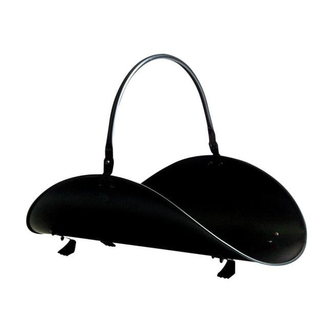 Panacea Matte Black Steel Indoor Log Rack with Handles