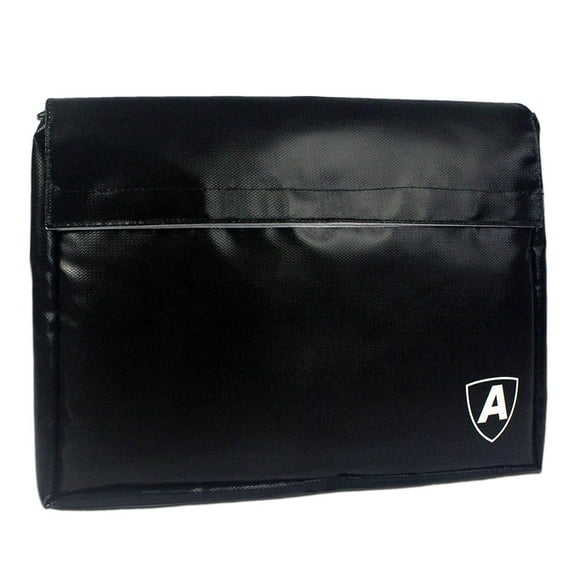Black Fireproof Document Bag Silicone Coated Fire & Water Resistant (16"x 12")