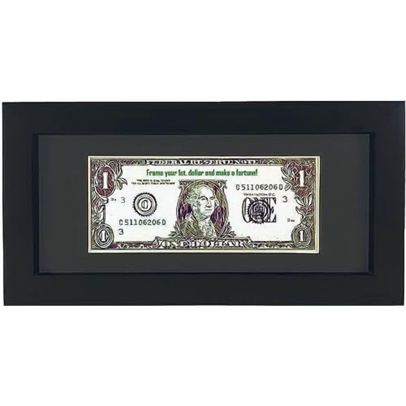 Black First Dollar Bill Frame with Black Mat or 4x9 Business License Frame without Mat, Real Glass, Easel Stand and Wall Hanger Included$$Home Decor, Kitchen, & Other