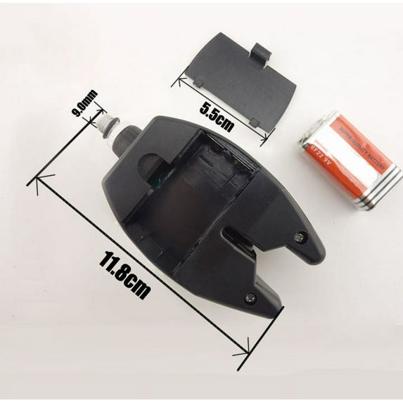 Black Fishing Alarm 1264 with Sound-Light Alert, 3 Control Buttons & ABS Material for Night Fishing