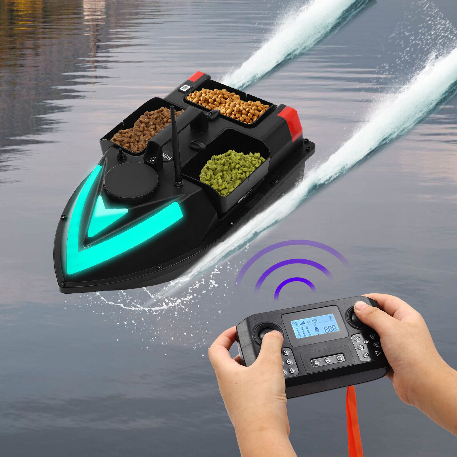 Black Fishing Bait Boat GPS Fishing Bait Boat ABS Bait Boat For 