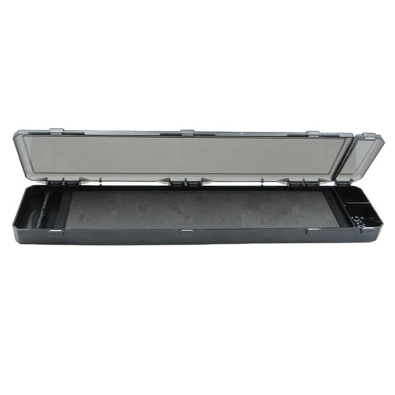 Black Fishing Tackle Box With Compartments, 34.5cm Carp Rig Storage Organizer For Lines And Lures, Portable ABS Gear Case