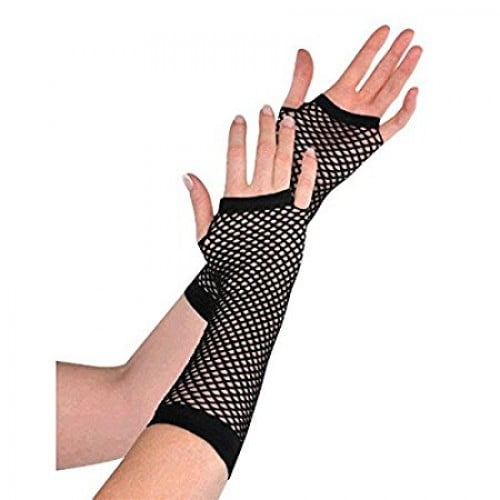 Black Fishnet Fingerless Gloves - 1 Pair (One Size) (397288.10