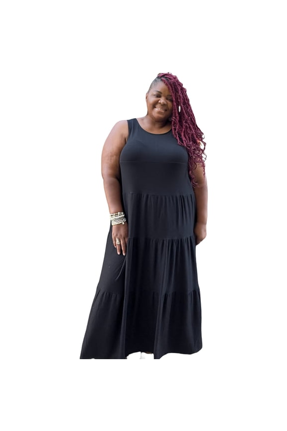 Black Fit & Flare Plus Size Maxi Dress