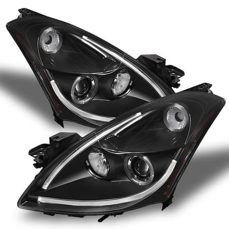 AKKON - For 2010-2012 Nissan Altima 4-Doors Sedan Black Bezel DRL Daylight LED Light Tube Design Projector Headlights Pair