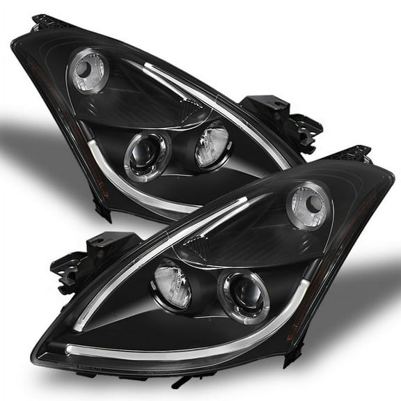 AKKON - For 2010-2012 Nissan Altima 4-Doors Sedan Black Bezel DRL Daylight LED Light Tube Design Projector Headlights Pair
