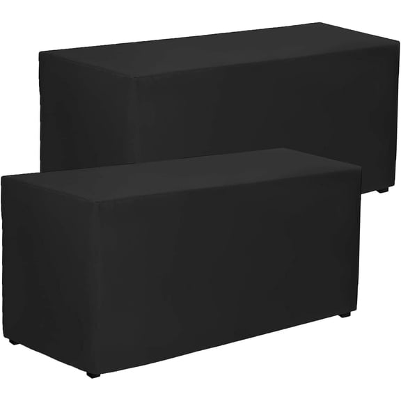 Black Fitted Tablecloth, 2 Pack Table Clothes for 4 FT Rectangle Table, (48x24 Inch) Polyester Fabric Table Cover for Trade Craft Show, Buffet, Banquet, Wedding