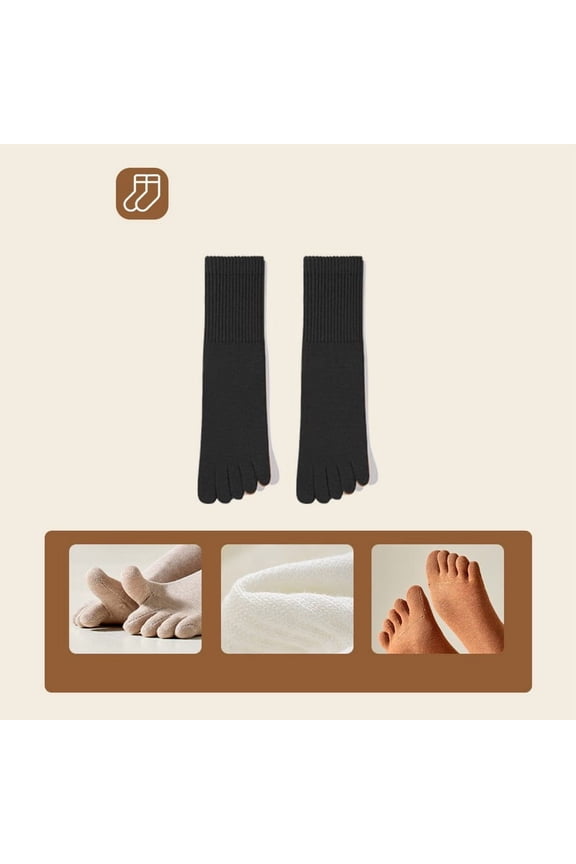 Black Five Toe Socks Odor Control Breathable Cotton Material In Black Color Unisex Footwear For Sports And Daily Use One Size Comfortable Toe Separator