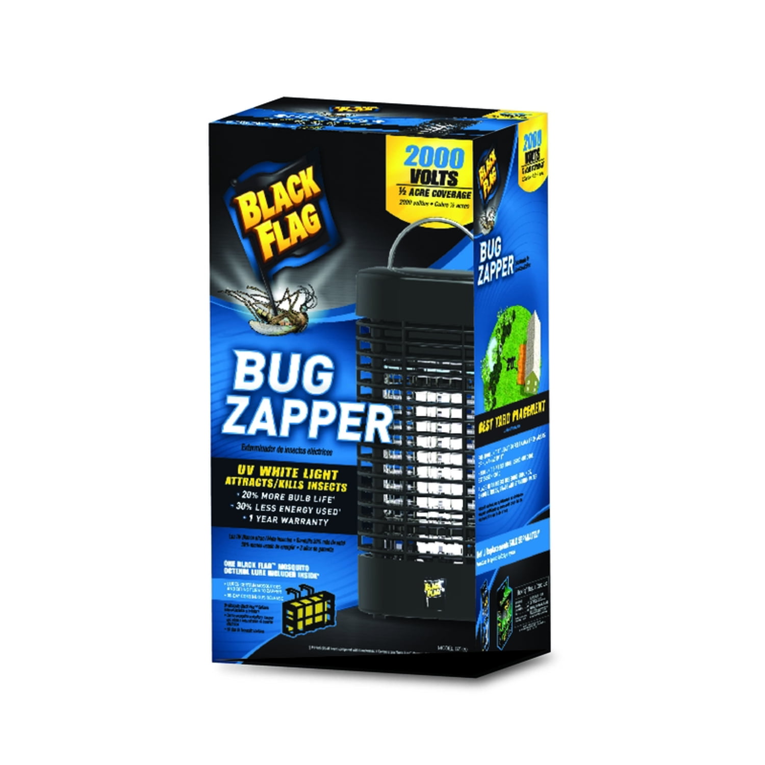 Black Flag 2000 Volt Electronic Plug In Bug Zapper Insect Killer with Half Acre Coverage Includes Mosquito Octenol Lure