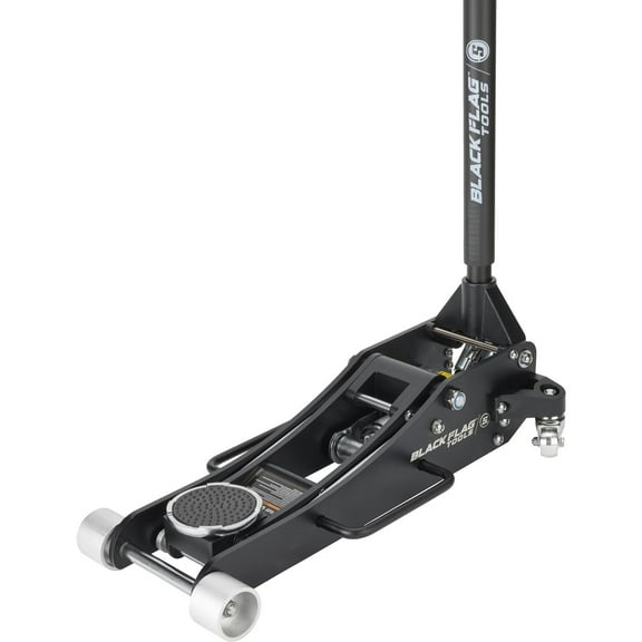 Black Flag Brawler 2-Ton Aluminum Floor Jack, 4,000 lb Capacity, Quick Lift Dual Piston Pump, 3-1/2" Min Height, 18-1/2" Max Lift, For Race Cars, Trucks, Garage Use