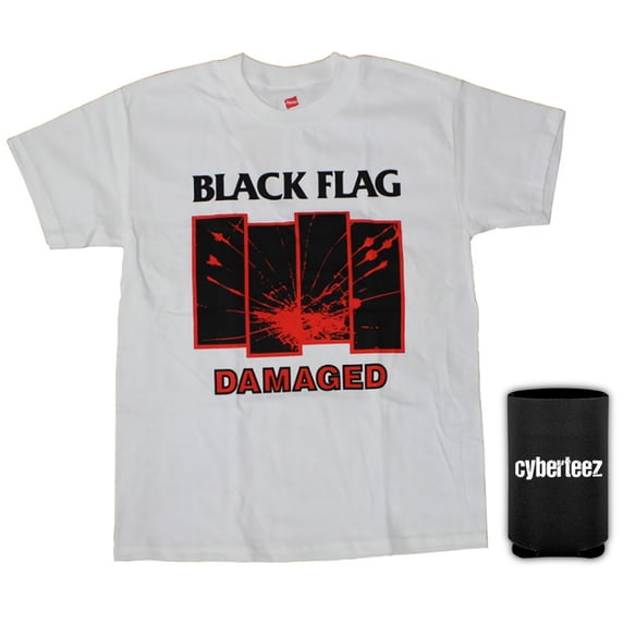 Black Flag Damaged White T-Shirt + Coolie (S)