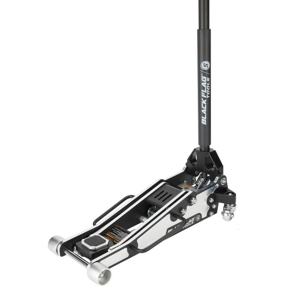 Black Flag Eliminator 1.5-Ton Low Profile Aluminum Floor Jack, 3,000 lb Capacity, Dual Piston Pump, Quick Lift, 2-3/8" Min Height, Lightweight, Shop & Track Use