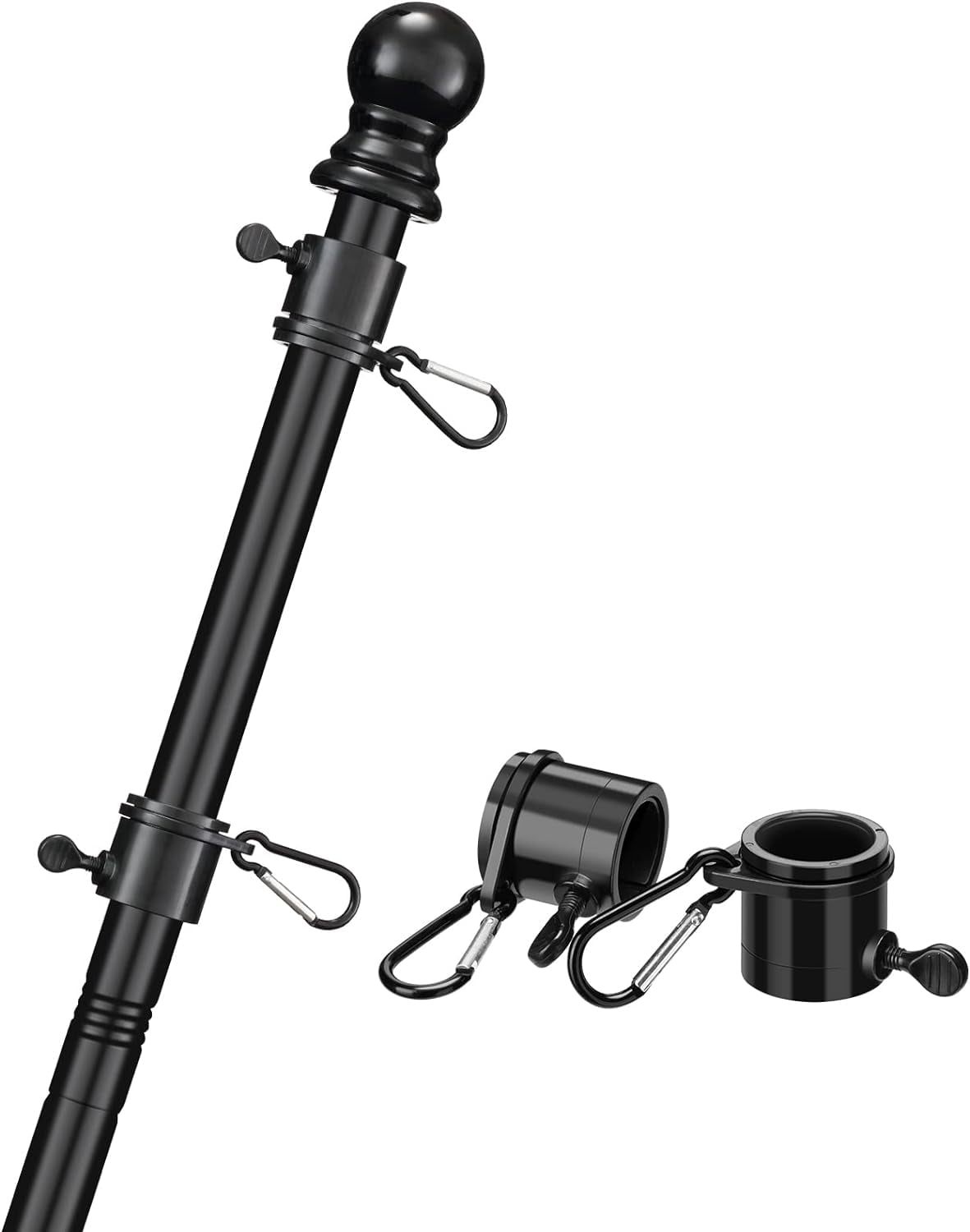 Black Flag Pole for House 6ft Tangle Free House Flag Pole for 3x5