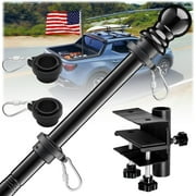 Black Flag Pole Kit With Clamp Mount Holder - 5ft Stainless Steel Heavy Duty Flagpole,Drilling Free For Truck Bed Rail,Boat,House Balcony,Deck Railing,Fence Post