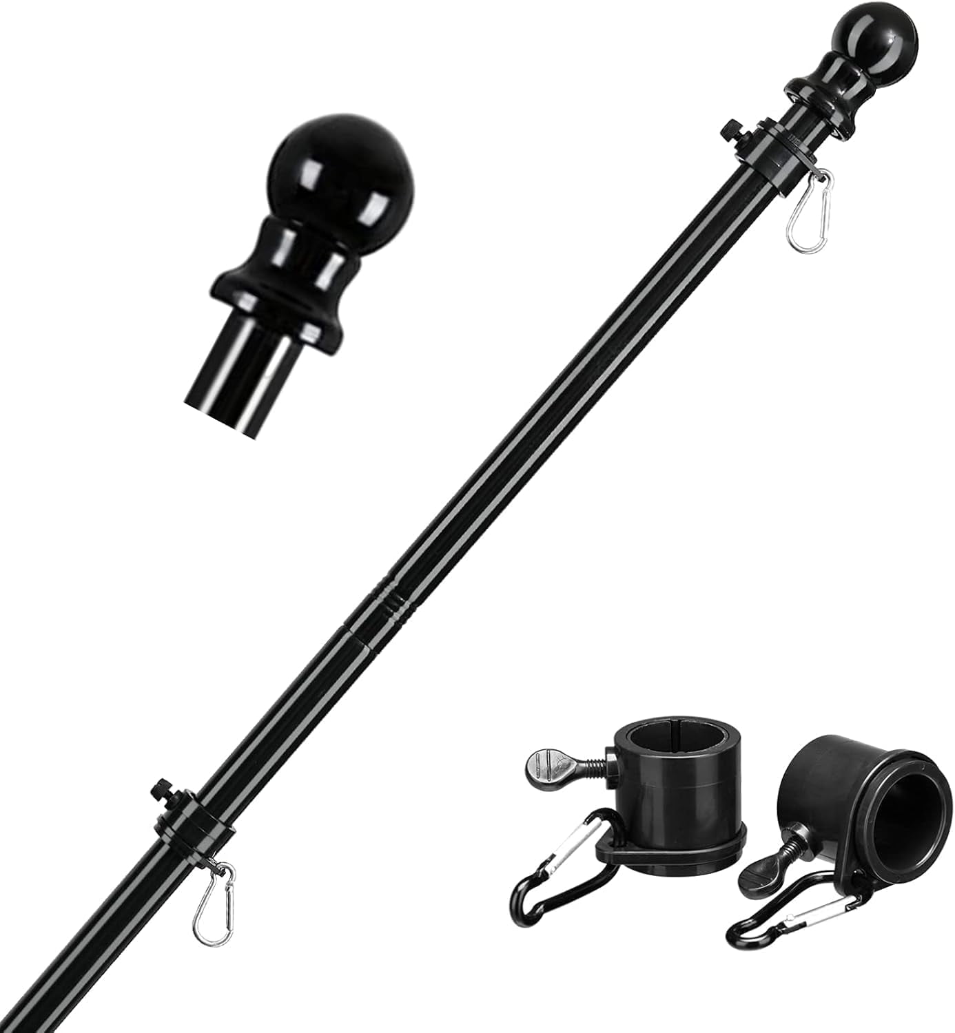 Black s for Outside House - 5ft Tangle Free for House,Heavy Duty Metal Flagpole,Outdoor Flagpoles Residential for Porch,Fence (Without Bracket)