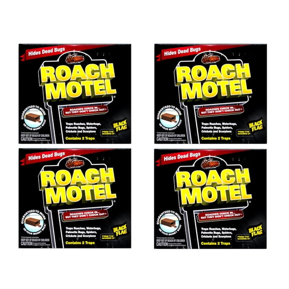 Black Flag Roach Motel Cockroach Killer bait Glue Trap 2 ct, Pack of 4