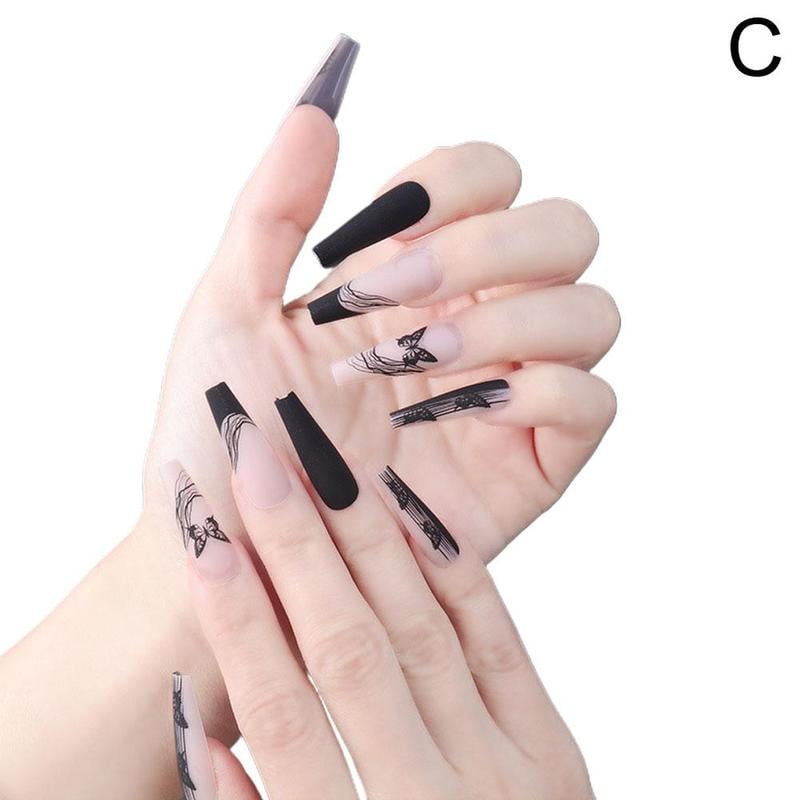 Black Flame French Ballet Female Butterfly Ballet False Nails B3Y0 R7D6