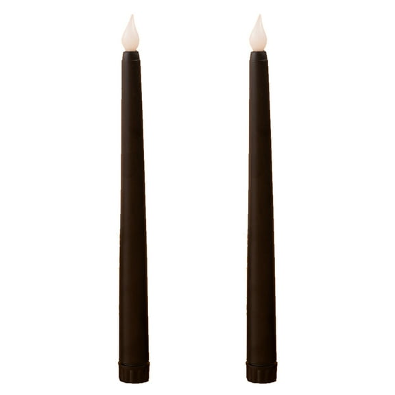 Black Flameless Candles 2 Pack Blinking Led Taper Candles Battery Powered For Wedding Party Home Decor Plastic Material