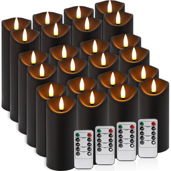 Black Flameless LED Candles with Remote & Timer - Battery Operated Pillar Candles for Decor, Wedding, Holiday Centerpieces