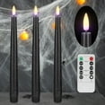 thumbnail image 1 of Black Flameless Taper Candles with Remote, Real Wax Halloween Candles, 9.6 Inch Battery Operated Led Candlesticks for Party Home Festival Decor, 3 Pack, 1 of 13