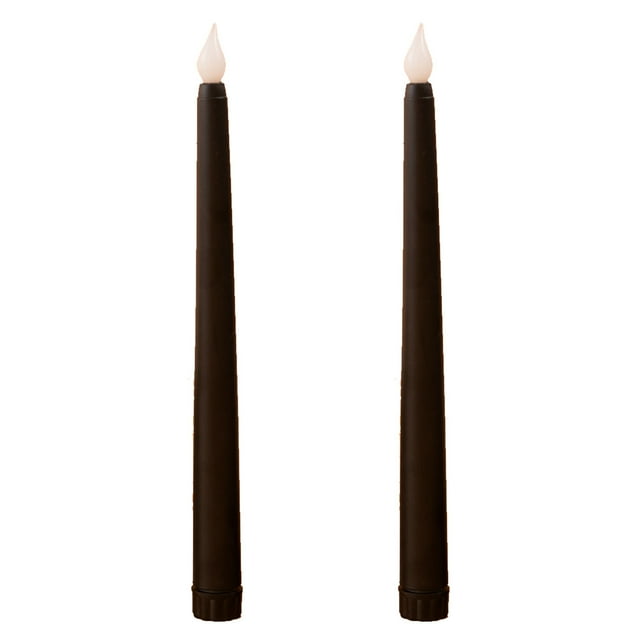 Black Flameless Taper Candles with Remote Flickering Realistic LED