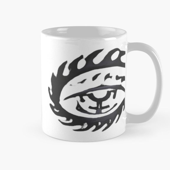 Black Flaming Eye 11oz Ceramic Mug, Monochrome Brushstroke Art
