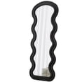 thumbnail image 1 of Black Flannel Wavy Full-Length Floor Mirror, for Bedroom & Living Room, Wall-Mounted or Leaning Design, 1 of 8