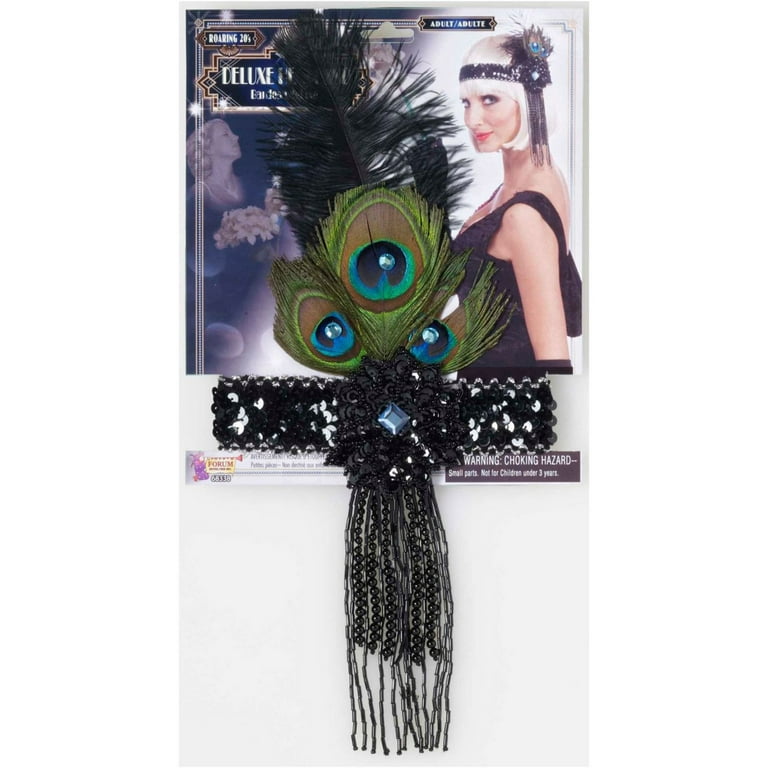 Womens Black Flapper Headband 3 Feathers Costume Accessories Female Halloween Womens Black Flapper Headband 3 Feathers Costume Accessories Female Halloween