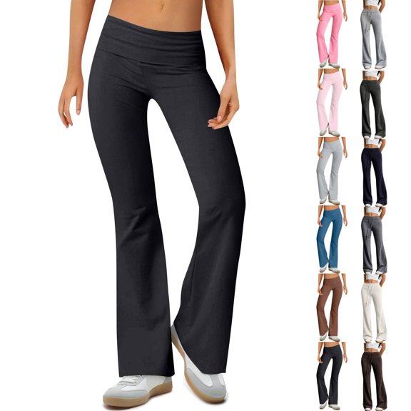 Black Flare Leggings for Women High Waist Yoga Pants Tummy Control Workout Athletic Bootcut Leggings