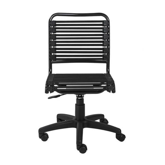 Black Flat Bungie Cords Low Back Office Chair with Graphite Black Frame & Base, 18.12 x 24 x 37.21 in.