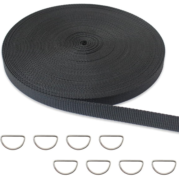 Black Flat Nylon Webbing Strap with Plastic Bucklesfor Indoor&Outdoor Gear, Pet Collars, DIY Projects, Crafts.