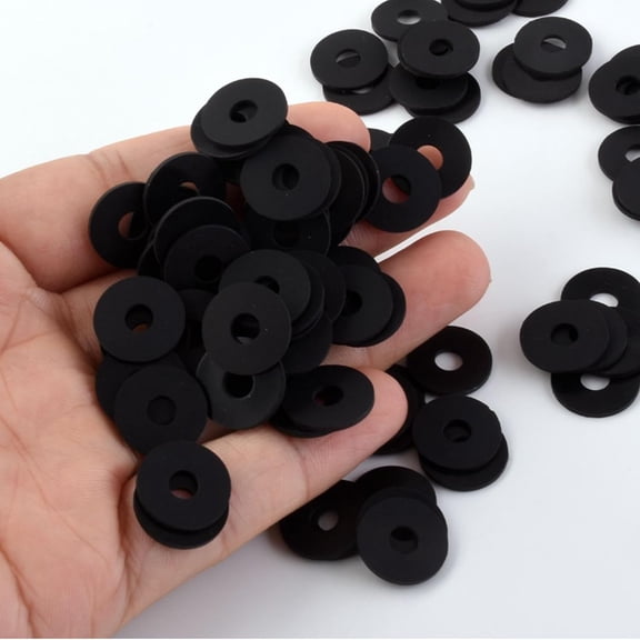 Black Flat Rubber Washers Assortment Kit, Heavy Duty, Vibration Damping Pads for Shower Head, Garden Faucet, Plumbing Repair
