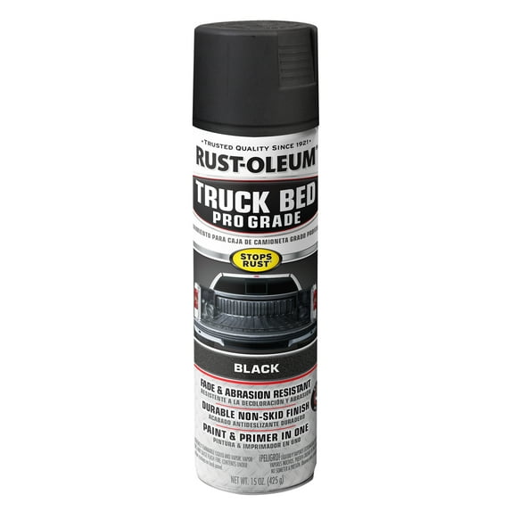 Black, Rust-Oleum Automotive Professional Grade Truck Bed Coating Flat Spray Paint & Primer in One-272741, 15 oz